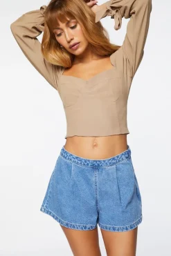 High-Rise Denim Shorts