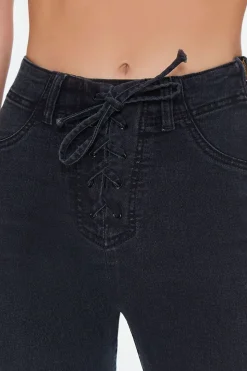 High-Rise Lace-Up Bootcut Jeans
