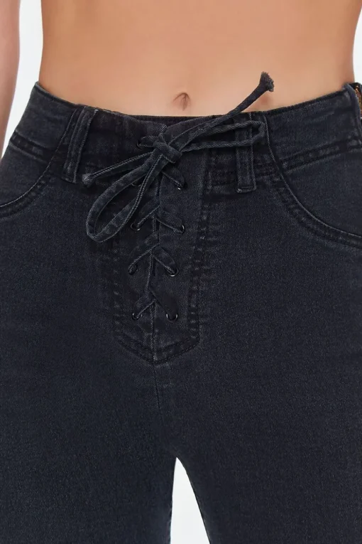 High-Rise Lace-Up Bootcut Jeans