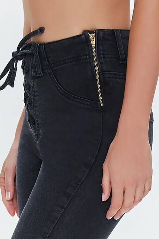 High-Rise Lace-Up Bootcut Jeans