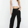 High-Rise Zipper Cargo Pants