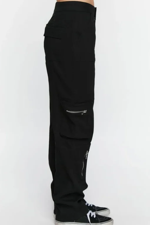 High-Rise Zipper Cargo Pants