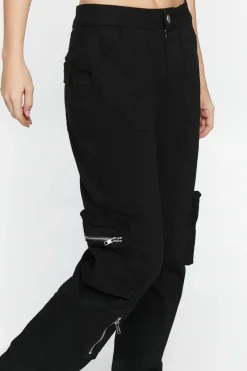 High-Rise Zipper Cargo Pants