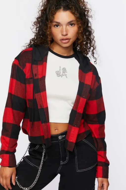 Hooded Combo Flannel Shirt
