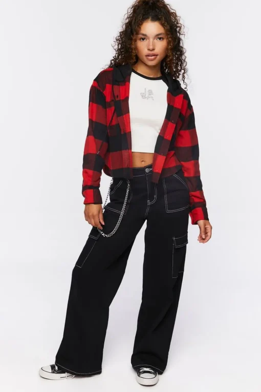 Hooded Combo Flannel Shirt