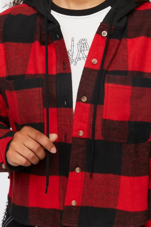 Hooded Combo Flannel Shirt