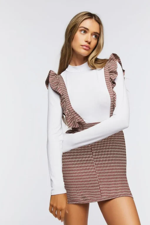 Houndstooth Combo Pinafore Dress