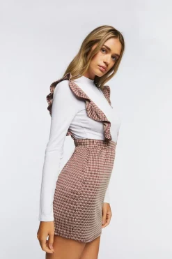 Houndstooth Combo Pinafore Dress
