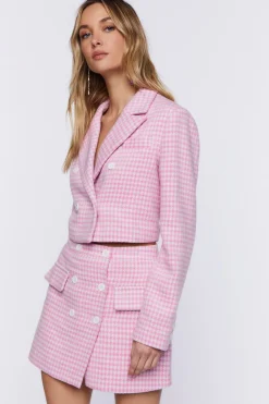 Houndstooth Double-Breasted Blazer