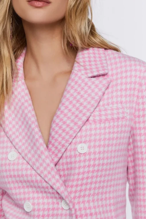 Houndstooth Double-Breasted Blazer