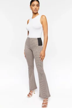 Houndstooth Flare-Leg Pants