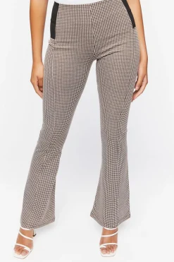 Houndstooth Flare-Leg Pants