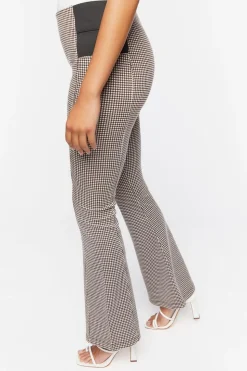 Houndstooth Flare-Leg Pants