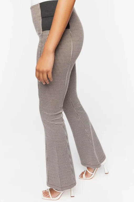 Houndstooth Flare-Leg Pants
