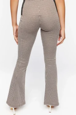 Houndstooth Flare-Leg Pants