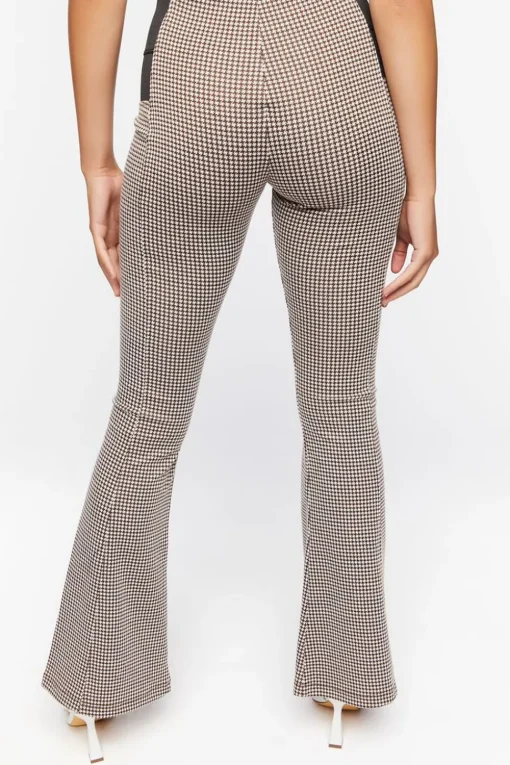 Houndstooth Flare-Leg Pants