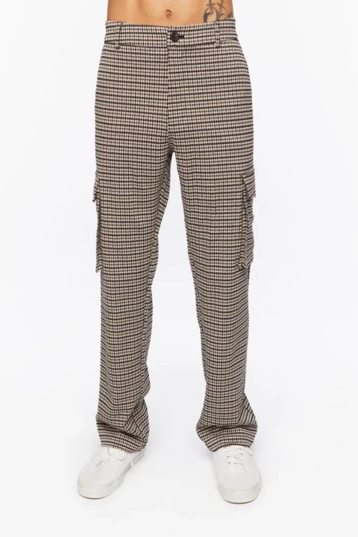 Houndstooth Straight-Leg Trousers