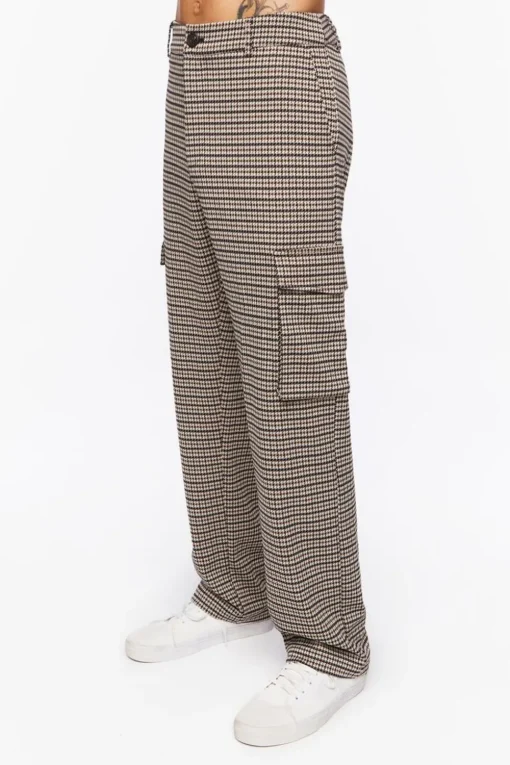Houndstooth Straight-Leg Trousers