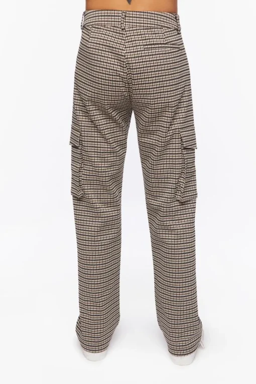 Houndstooth Straight-Leg Trousers