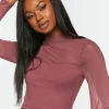 Illusion Neckline Crop Top