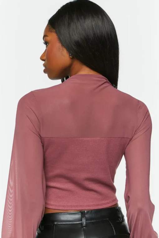 Illusion Neckline Crop Top