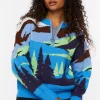 Intarsia Landscape Half-Zip Sweater
