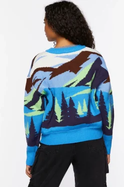 Intarsia Landscape Half-Zip Sweater