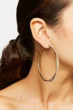 Intertwined Rhinestone Hoop Earrings