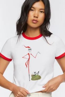 Jack Skellington Graphic Ringer Cropped Tee
