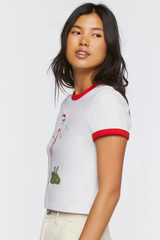 Jack Skellington Graphic Ringer Cropped Tee
