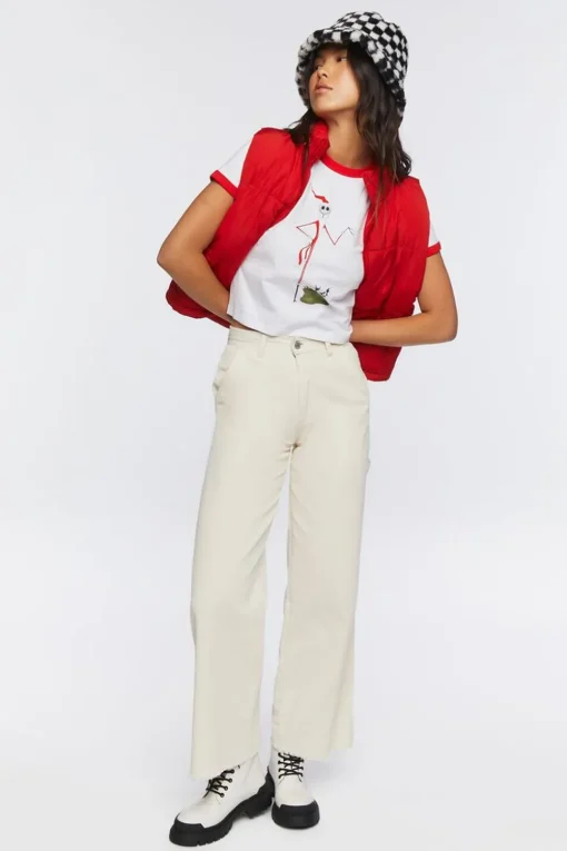 Jack Skellington Graphic Ringer Cropped Tee