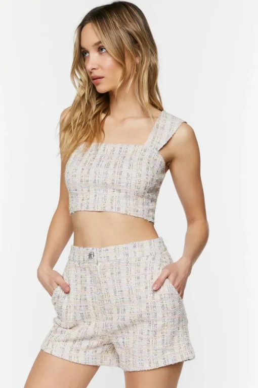 Jacquard Crop Top & Shorts Set