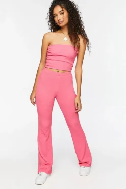 Jacquard Mid-Rise Flare Pants