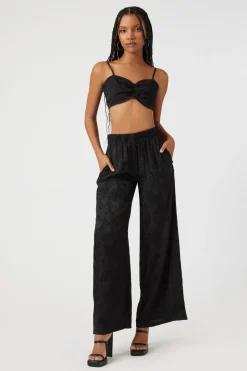 Jacquard Satin Wide-Leg Pants