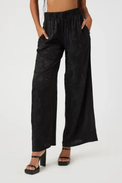 Jacquard Satin Wide-Leg Pants