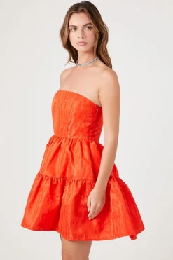 Jacquard Strapless Mini Dress