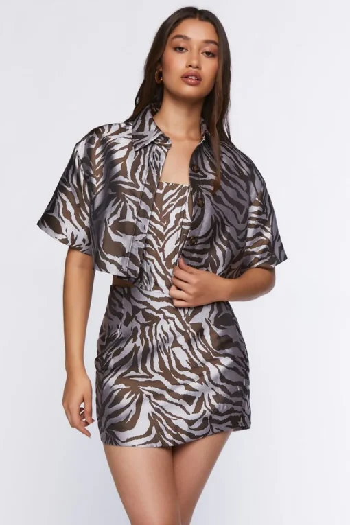 Jacquard Zebra Cropped Jacket