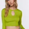 Keyhole Long-Sleeve Crop Top