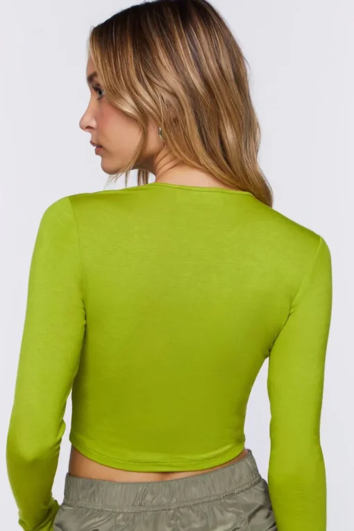 Keyhole Long-Sleeve Crop Top