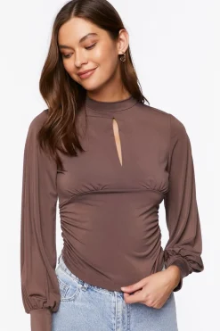 Keyhole Mock Neck Top