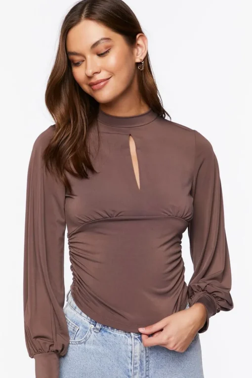 Keyhole Mock Neck Top
