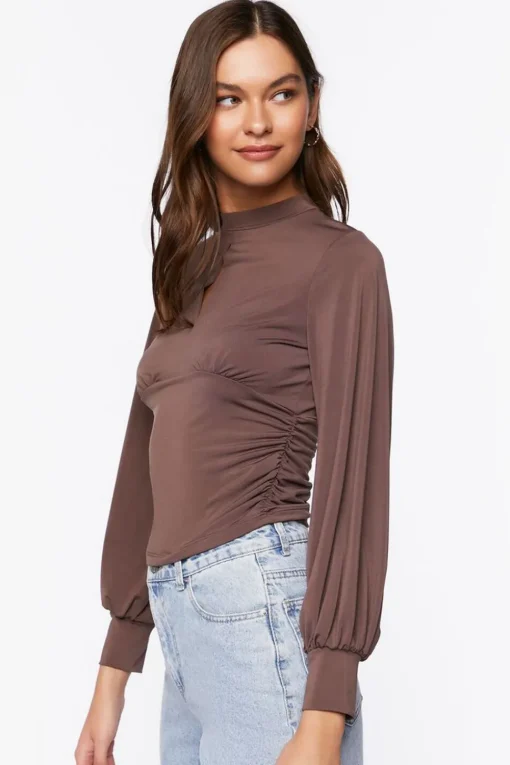 Keyhole Mock Neck Top