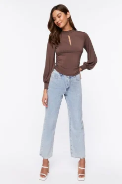 Keyhole Mock Neck Top