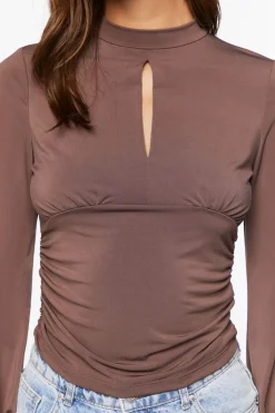 Keyhole Mock Neck Top