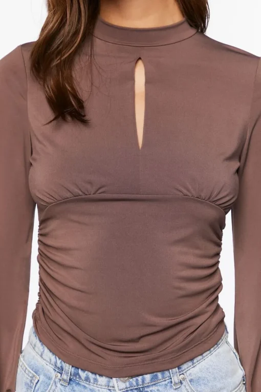 Keyhole Mock Neck Top