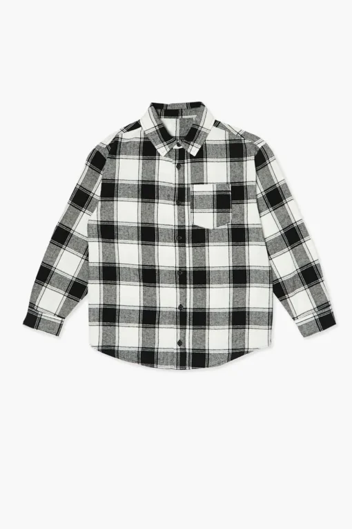Kids Plaid Curved-Hem Shirt (Girls + Boys)