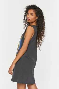 Kiss Distressed Graphic T-Shirt Dress