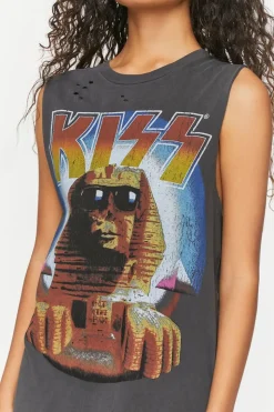 Kiss Distressed Graphic T-Shirt Dress