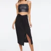 Knotted High-Rise Midi Skirt