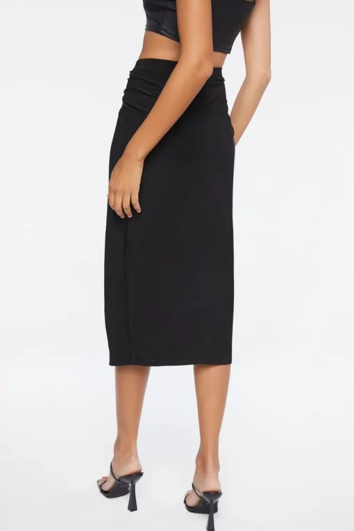 Knotted High-Rise Midi Skirt